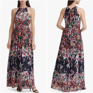 Eliza J Floral Printed Halter Maxi Dress sz 16W